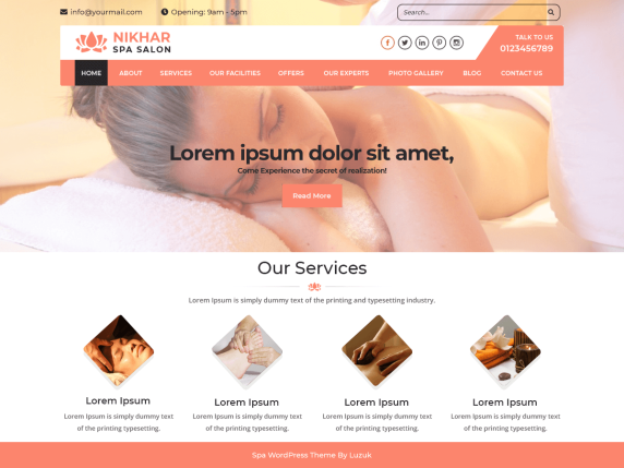 Nikhar Spa Salon WordPress Theme