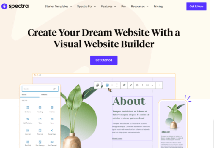 Spectra Drag and Drop Page Builder
