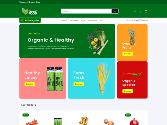 WordPress Template for Organic Food Retail